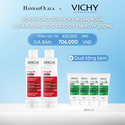  DEAL 10 BỘ ĐÔI DẦU GỘI VICHY NGĂN NGỪA & GIẢM RỤNG TÓC DERCOS ENERGY+ 200ML 