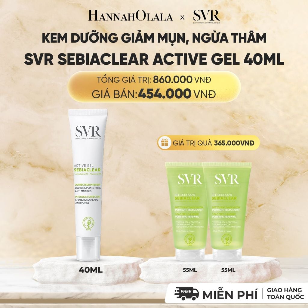  KEM DƯỠNG GIẢM MỤN, NGỪA THÂM SVR SEBIACLEAR ACTIVE GEL 40ML - DEAL 10 