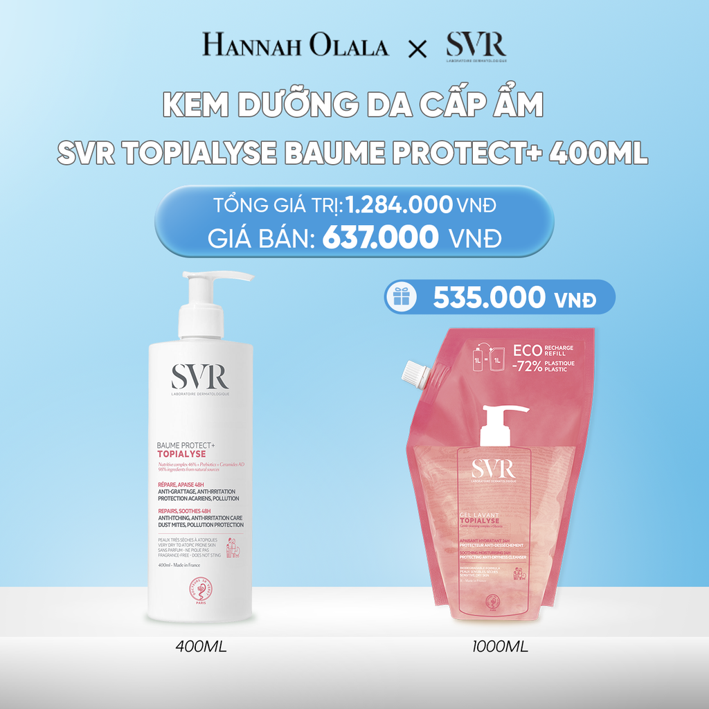  DEAL 10: KEM DƯỠNG DA CẤP ẨM TOÀN THÂN SVR TOPIALYSE BAUME PROTECT+ 400ML 
