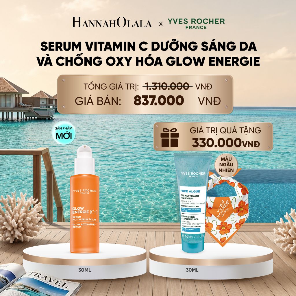  [SẢN PHẨM MỚI] SERUM VITAMIN C DƯỠNG SÁNG DA VÀ CHỐNG OXY HÓA GLOW ENERGIE TẶNG MINI SỮA RỬA MẶT + KHĂN BANDANA + KẸP MI TRANG ĐIỂM_ D1650 