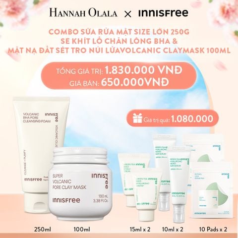  A374_DEAL 9: COMBO SỮA RỬA MẶT SIZE LỚN 250G SE KHÍT LỖ CHÂN LÔNG BHA & MẶT NẠ ĐẤT SÉT TRO NÚI LỬA VOLCANIC CLAYMASK 100ML 