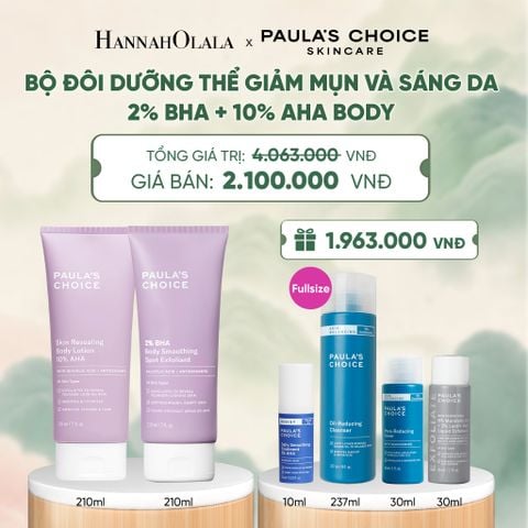  [COMBO] BỘ ĐÔI DƯỠNG THỂ PAULA’S CHOICE GIẢM MỤN VÀ SÁNG DA 2% BHA BODY SMOOTHING SPOT EXFOLIANT 210ML + 10% AHA BRIGHTENING BODY LOTION - DEAL 20 - A1592 