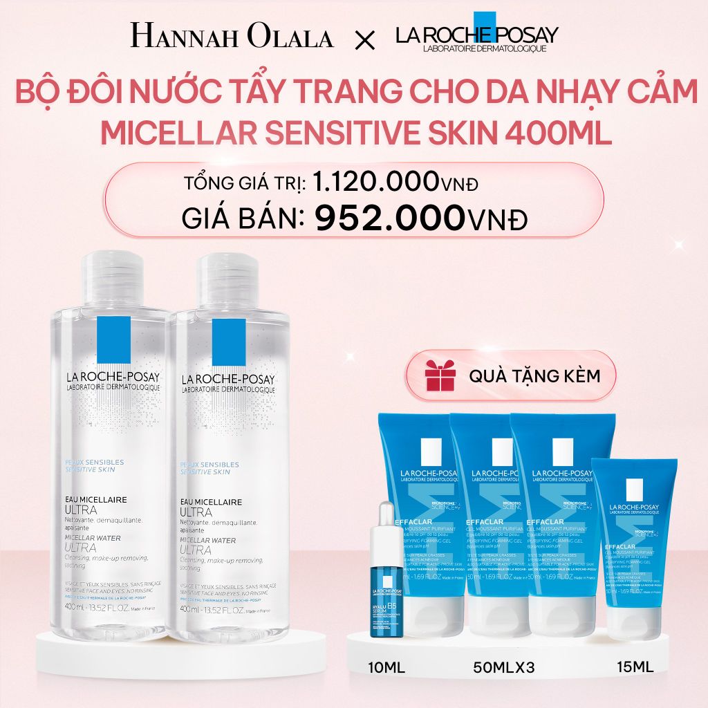  E995_DEAL 10: BỘ ĐÔI NƯỚC TẨY TRANG CHO DA NHẠY CẢM MICELLAR SENSITIVE SKIN 400ML 