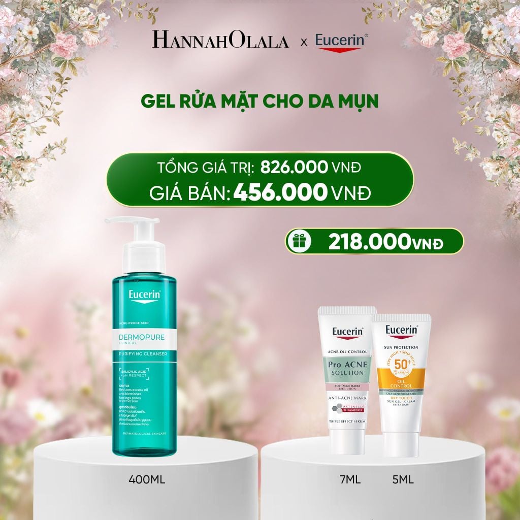  DEAL 10: GEL RỬA MẶT EUCERIN DERMOPURE CLINICAL PURIFYING CLEANSER 400ML 