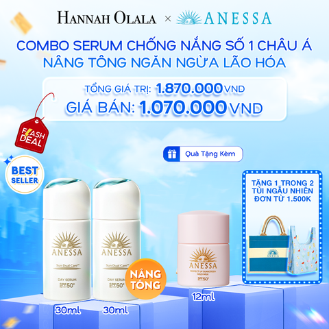  A24: DEAL 9: COMBO SERUM CHỐNG NẮNG DƯỠNG DA NÂNG TÔNG NGĂN NGỪA LÃO HÓA ANESSA DAY SERUM SPF50+ PA++++ 30MLX2 