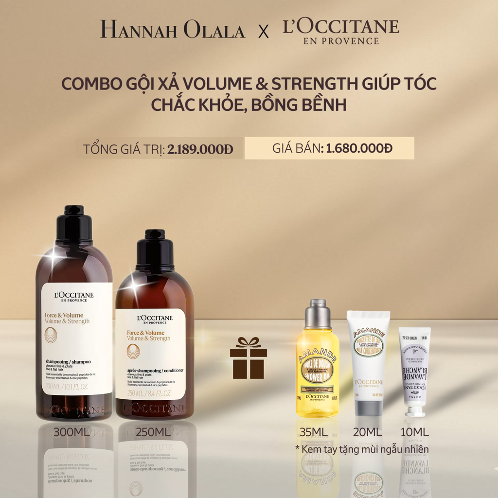  A10_DEAL 10: COMBO GỘI XẢ L'OCCITANE DƯỠNG TÓC BỒNG BỀNH VÀ CHẮC KHỎE 300ML & 250ML 