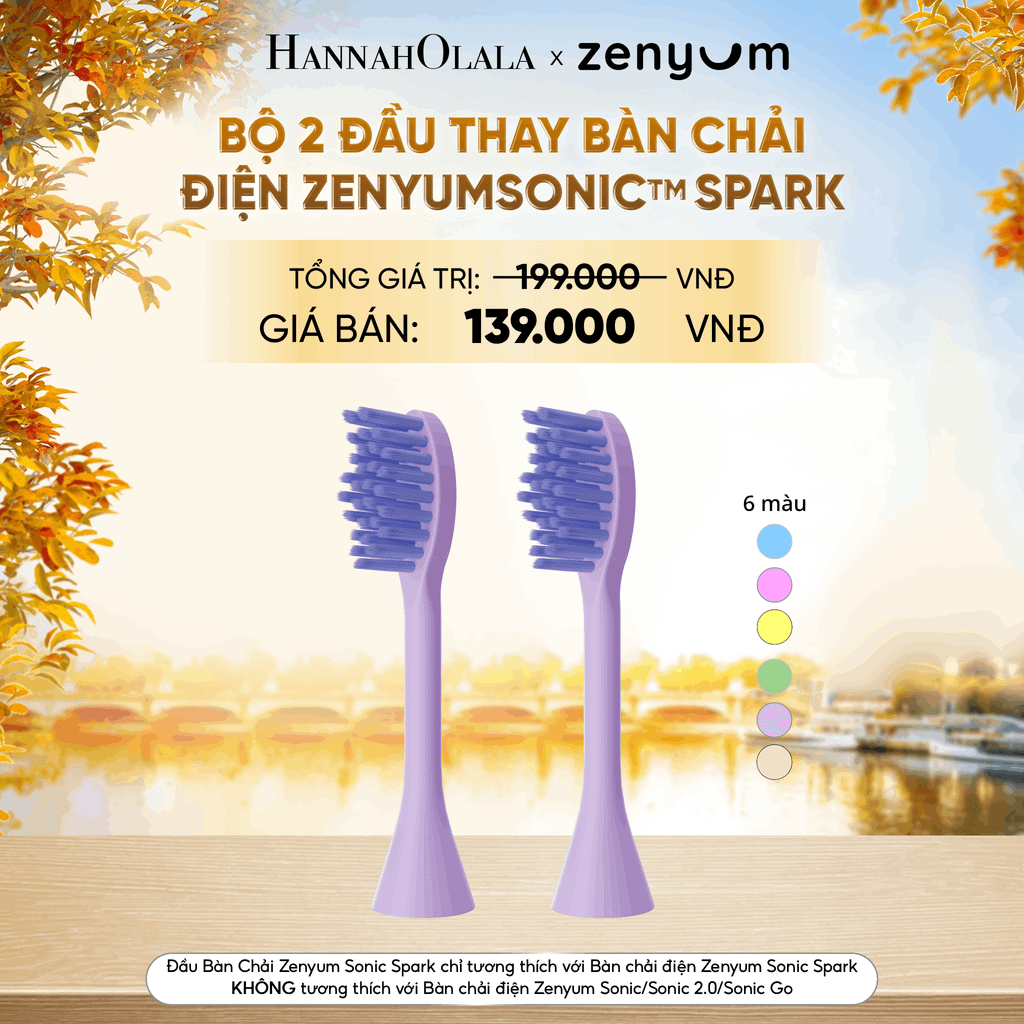  BỘ 2 ĐẦU THAY BÀN CHẢI ĐIỆN ZENYUM SONIC SPARK - E1547 