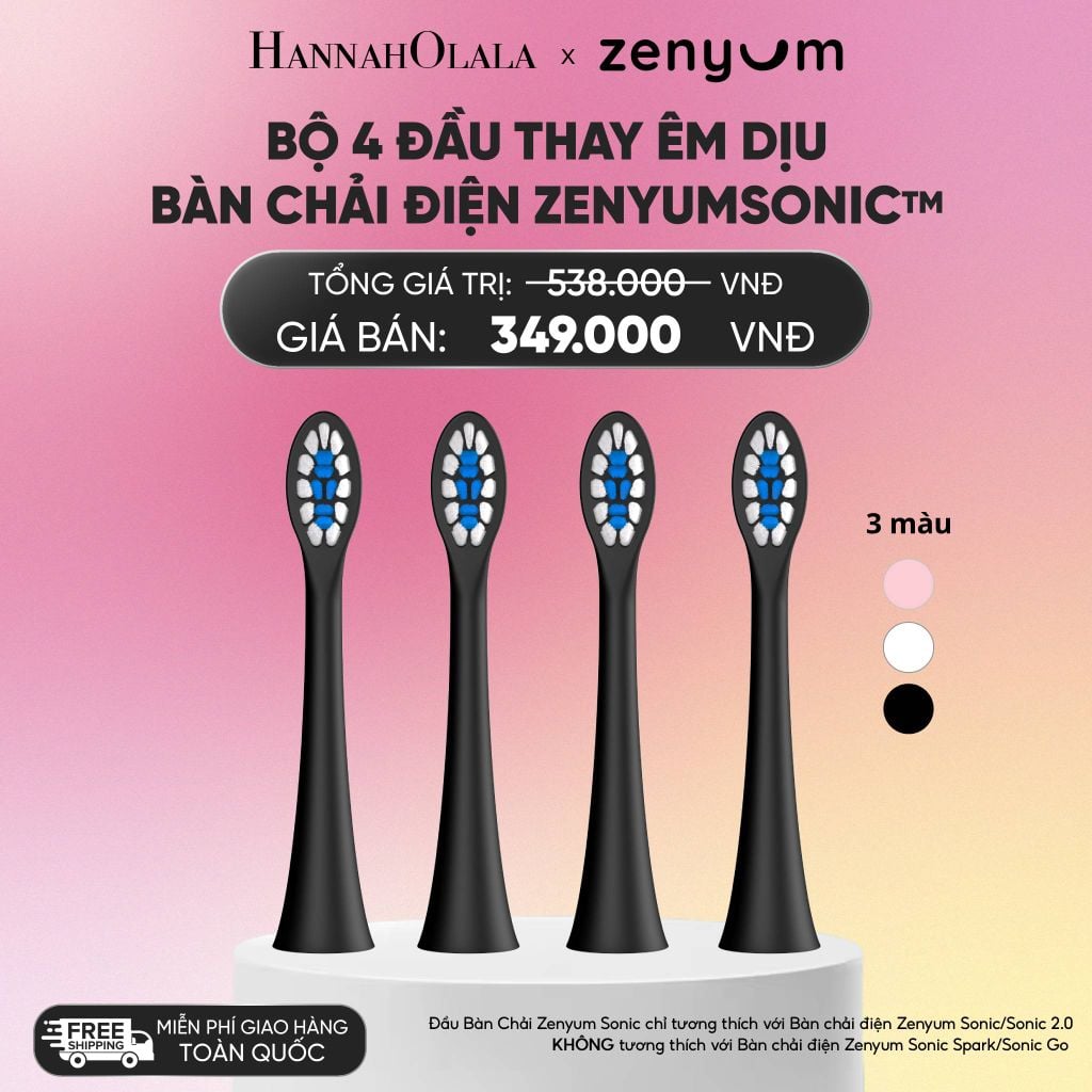  BỘ 4 ĐẦU BÀN CHẢI ZENYUM SONIC PHIÊN BẢN ÊM DỊU_A5 