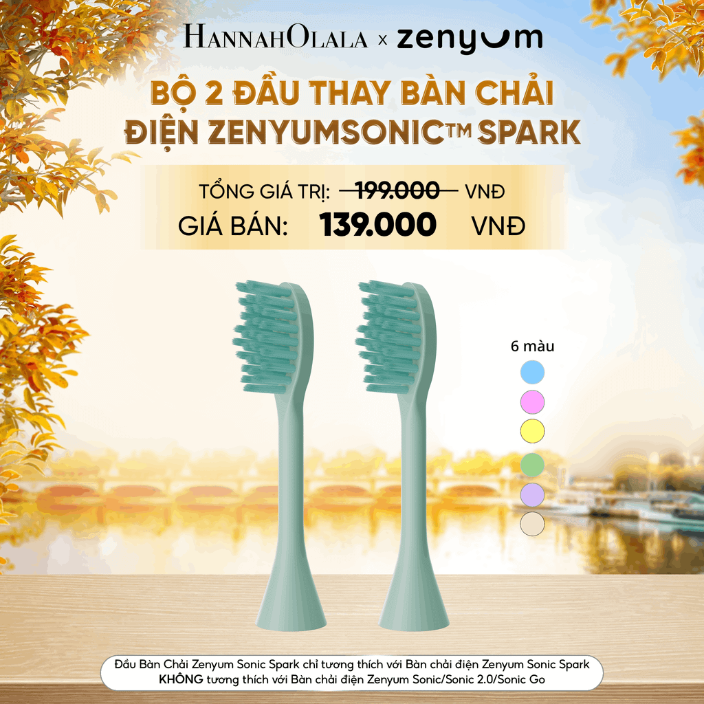  BỘ 2 ĐẦU THAY BÀN CHẢI ĐIỆN ZENYUM SONIC SPARK - E1547 