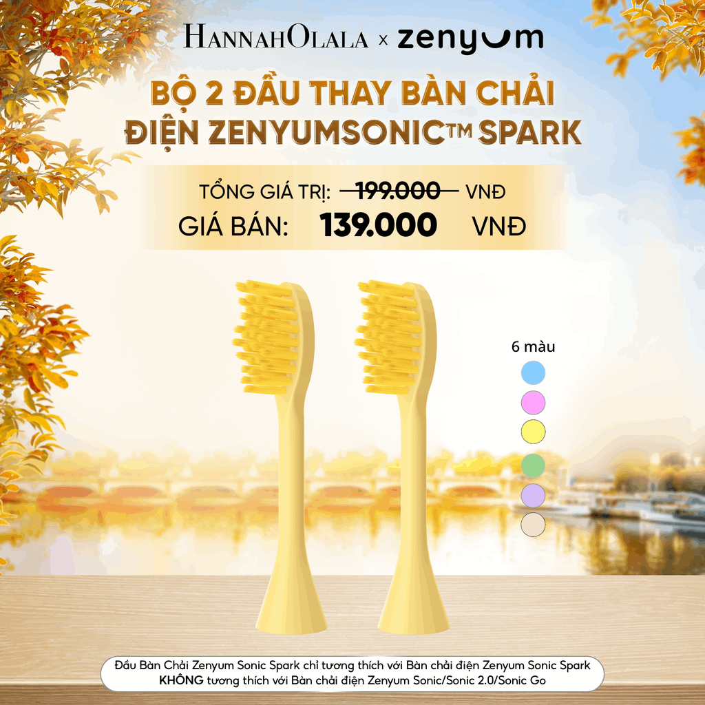  BỘ 2 ĐẦU THAY BÀN CHẢI ĐIỆN ZENYUM SONIC SPARK - E1547 
