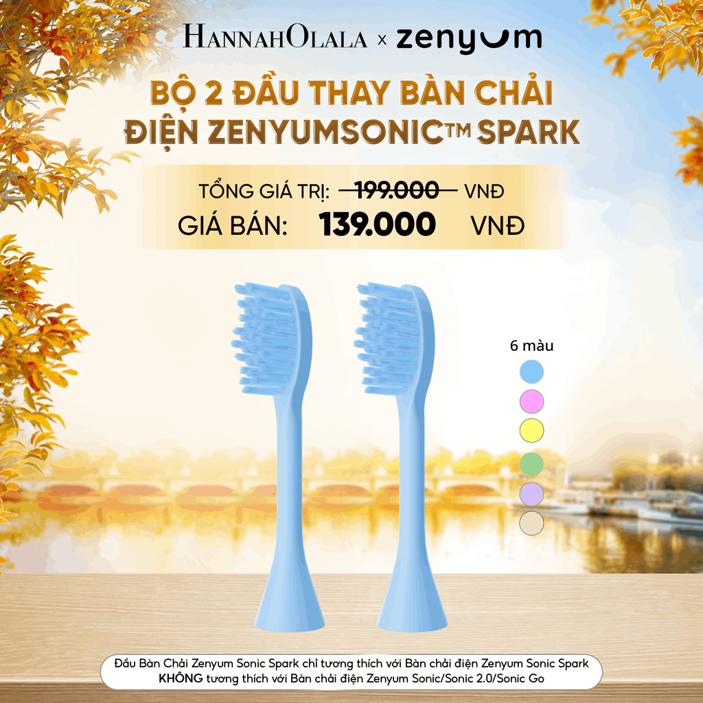  BỘ 2 ĐẦU THAY BÀN CHẢI ĐIỆN ZENYUM SONIC SPARK - E1547 