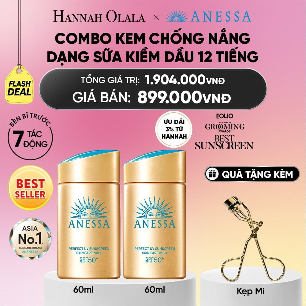  [FLASHSALE] COMBO SỮA CHỐNG NẮNG DƯỠNG DA KIỀM DẦU BẢO VỆ HOÀN HẢO ANESSA GOLD MILK SPF50+ PA++++ 60MLX2 - DEAL 11.1 