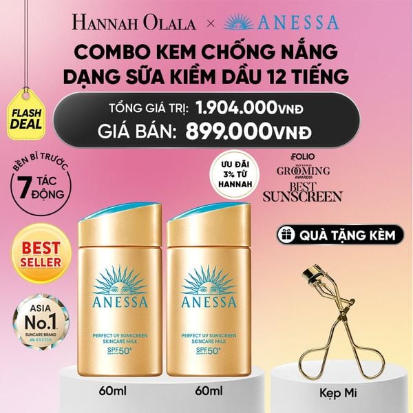  [FLASHSALE] COMBO SỮA CHỐNG NẮNG DƯỠNG DA KIỀM DẦU BẢO VỆ HOÀN HẢO ANESSA GOLD MILK SPF50+ PA++++ 60MLX2 - DEAL 11.1 