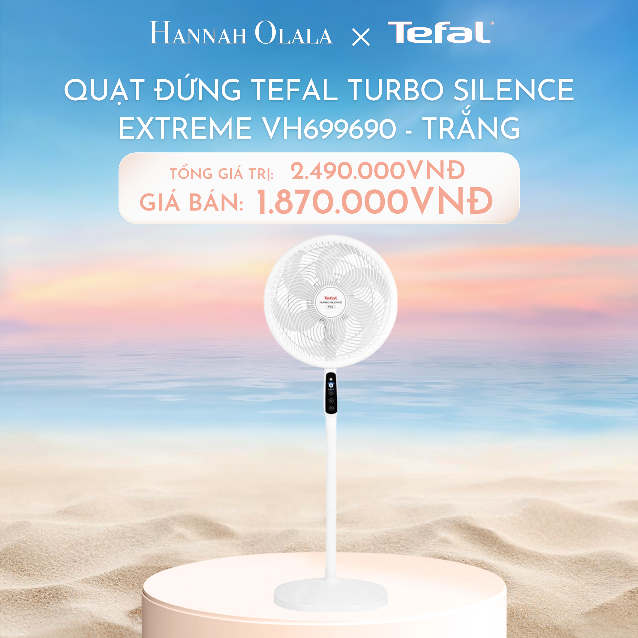  C1075_DEAL 11.2: QUẠT ĐỨNG TEFAL TURBO SILENCE EXTREME VH699690 - TRẮNG 