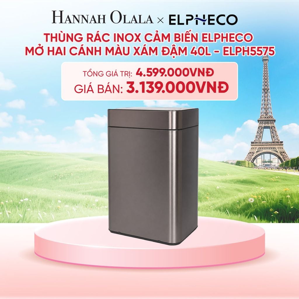  THÙNG RÁC INOX CẢM BIẾN ELPHECO MỞ HAI CÁNH - DEAL 11 - B76 