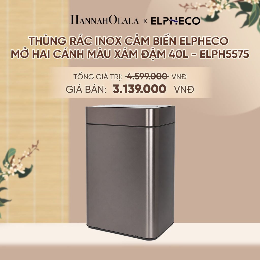 THÙNG RÁC INOX CẢM BIẾN ELPHECO MỞ HAI CÁNH - DEAL 11 - A1973 