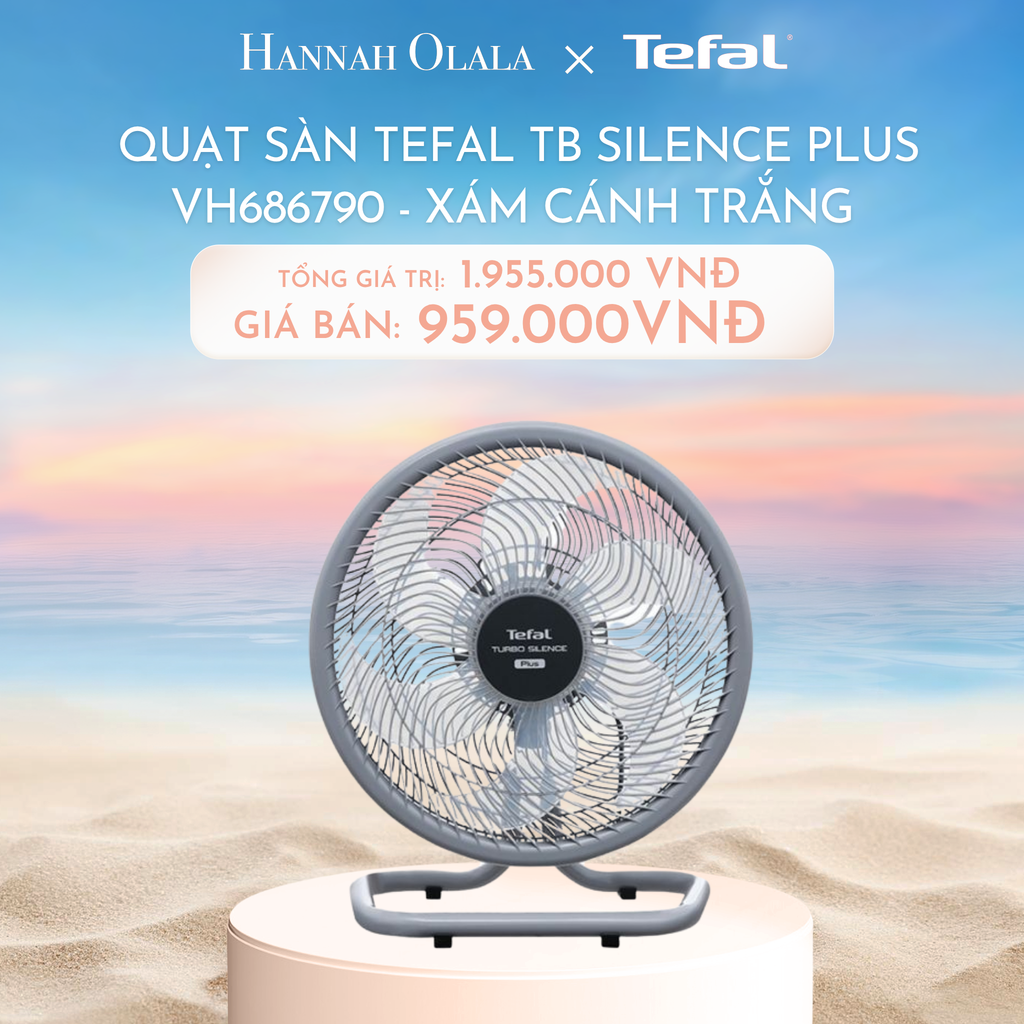  C1076_DEAL 11.3: QUẠT SÀN TEFAL TB SILENCE PLUS VH686790 - XÁM CÁNH TRẮNG 