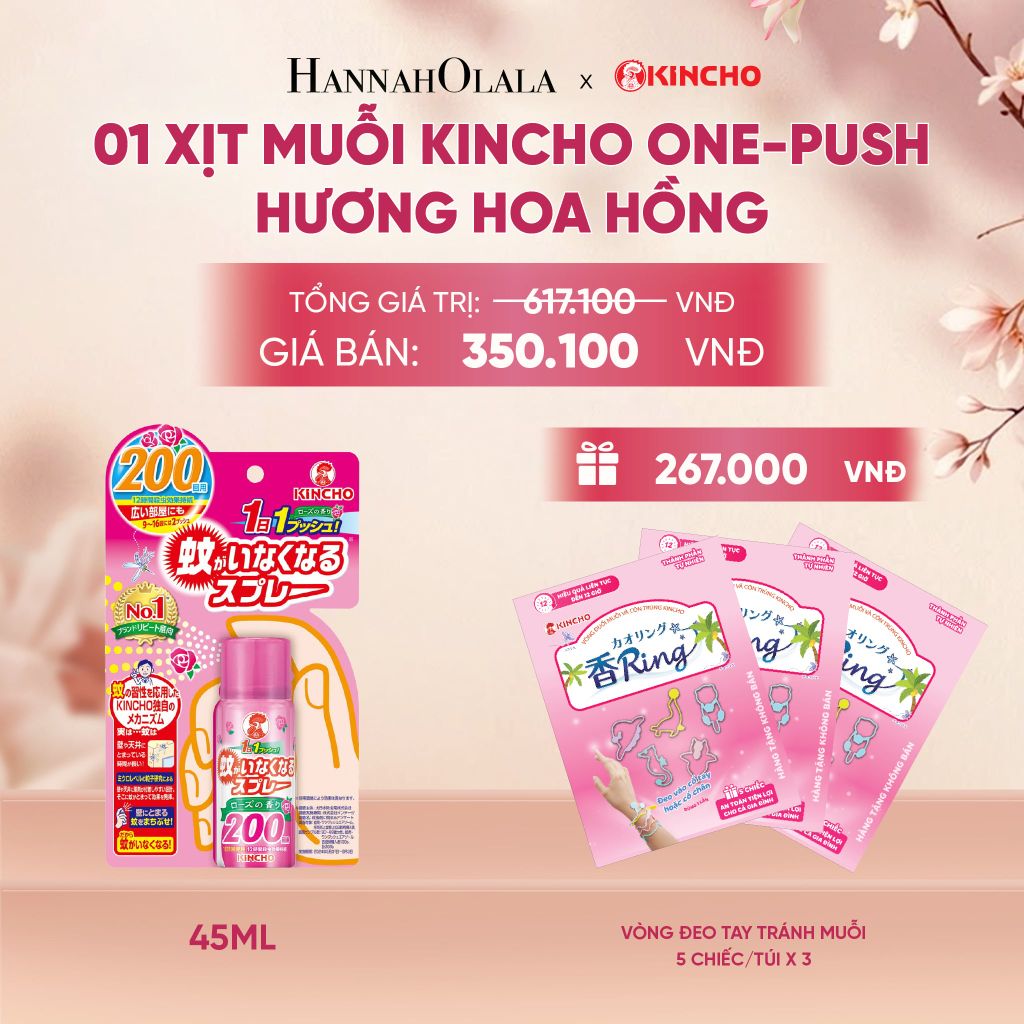  XỊT MUỖI KINCHO ONE-PUSH HƯƠNG HOA HỒNG - A603 