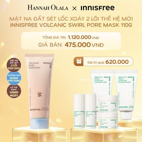  DEAL 11: MẶT NẠ ĐẤT SÉT LỐC XOÁY 2 LÕI THẾ HỆ MỚI INNISFREE VOLCANIC SWIRL PORE MASK 110G 
