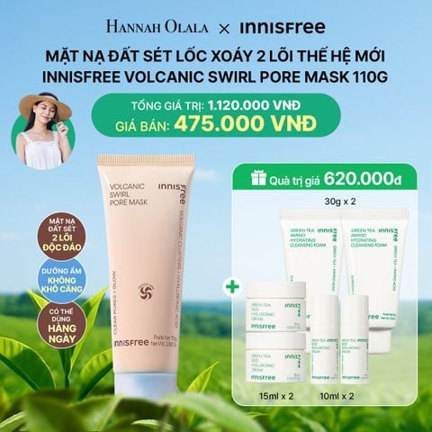 DEAL 11: MẶT NẠ ĐẤT SÉT LỐC XOÁY 2 LÕI THẾ HỆ MỚI INNISFREE VOLCANIC SWIRL PORE MASK 110G 