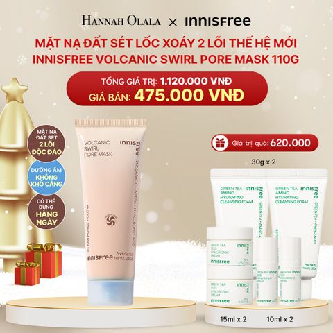  DEAL 11: MẶT NẠ ĐẤT SÉT LỐC XOÁY 2 LÕI THẾ HỆ MỚI INNISFREE VOLCANIC SWIRL PORE MASK 110G 