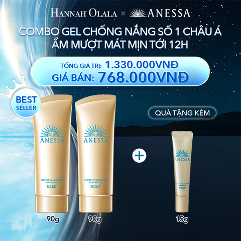  A3_DEAL 11: COMBO GEL CHỐNG NẮNG DƯỠNG DA DƯỠNG ẨM BẢO VỆ HOÀN HẢO ANESSA GOLD GEL SPF50+ PA++++ 90GX2 