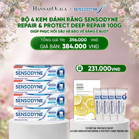  DEAL 11: BỘ 4 KEM ĐÁNH RĂNG SENSODYNE REPAIR & PROTECT DEEP REPAIR 100G GIÚP PHỤC HỒI SÂU VÀ BẢO VỆ RĂNG Ê BUỐT 