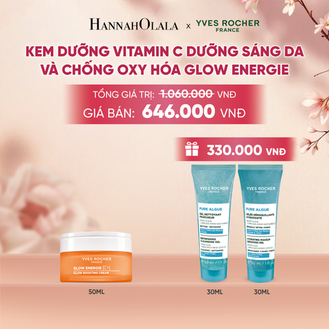  KEM DƯỠNG VITAMIN C DƯỠNG SÁNG DA VÀ CHỐNG OXY HÓA GLOW ENERGIE TẶNG MINI GEL TẨY TRANG + SỮA RỬA MẶT 