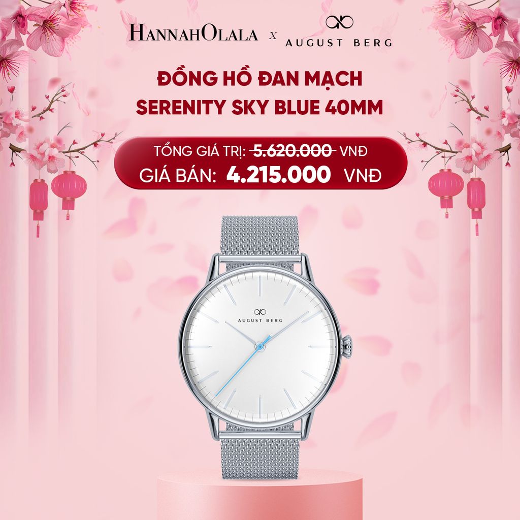  DEAL 11: ĐỒNG HỒ ĐAN MẠCH AUGUST BERG - MẶT SERENITY SKY BLUE 40MM - DÂY MESH 