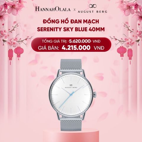  DEAL 11: ĐỒNG HỒ ĐAN MẠCH AUGUST BERG - MẶT SERENITY SKY BLUE 40MM - DÂY MESH 