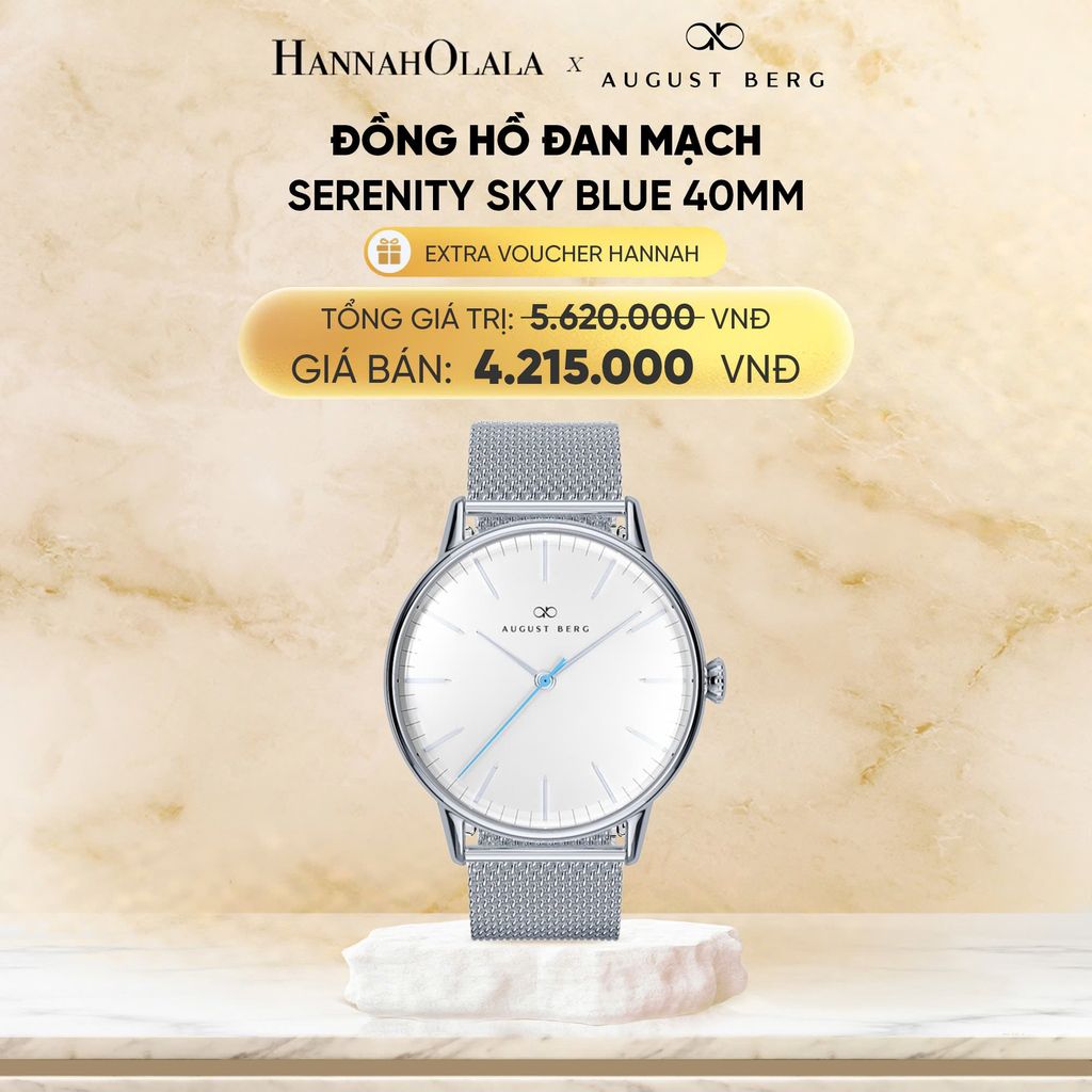  DEAL 11: ĐỒNG HỒ ĐAN MẠCH AUGUST BERG - MẶT SERENITY SKY BLUE 40 MM - DÂY MESH 