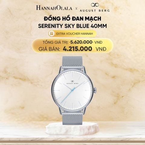  DEAL 11: ĐỒNG HỒ ĐAN MẠCH AUGUST BERG - MẶT SERENITY SKY BLUE 40 MM - DÂY MESH 