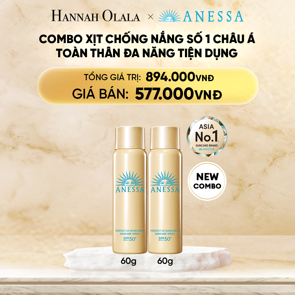  DEAL 11: COMBO XỊT CHỐNG NẮNG DƯỠNG DA ĐA NĂNG TIỆN DỤNG BẢO VỆ HOÀN HẢO ANESSA GOLD SPRAY SPF50+ PA++++ 60GX2 