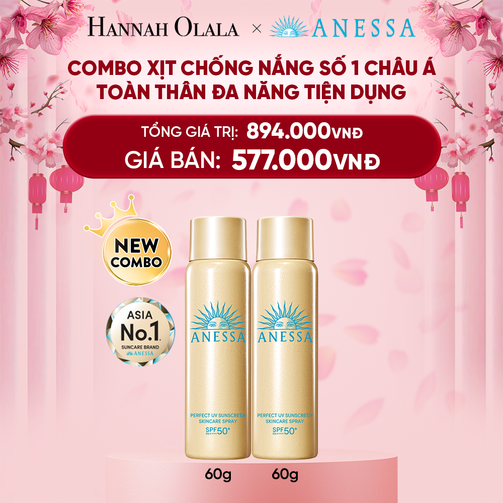  DEAL 11: COMBO XỊT CHỐNG NẮNG DƯỠNG DA ĐA NĂNG TIỆN DỤNG BẢO VỆ HOÀN HẢO ANESSA GOLD SPRAY SPF50+ PA++++ 60GX2 
