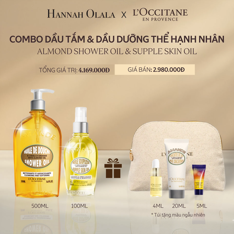  A11_DEAL 11: COMBO L'OCCITANE  DẦU TẮM HẠNH NHÂN 500ML VÀ DẦU DƯỠNG THỂ HẠNH NHÂN 100ML 