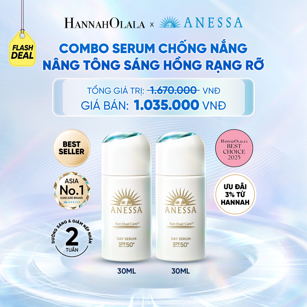  [FLASHSALE] COMBO SERUM CHỐNG NẮNG DƯỠNG DA NÂNG TÔNG NGĂN NGỪA LÃO HÓA ANESSA DAY SERUM SPF50+ PA++++ 30MLX2 - DEAL 11 - C14 
