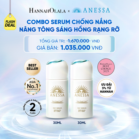  [FLASHSALE] COMBO SERUM CHỐNG NẮNG DƯỠNG DA NÂNG TÔNG NGĂN NGỪA LÃO HÓA ANESSA DAY SERUM SPF50+ PA++++ 30MLX2 - DEAL 11 - C14 