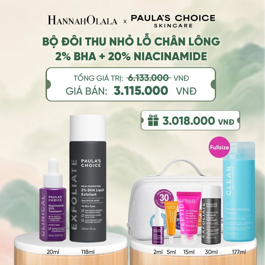  [COMBO] BỘ ĐÔI THU NHỎ LỖ CHÂN LÔNG PAULA'S CHOICE CLINICAL NIACINAMIDE 20% , SKIN PERFECTING 2% BHA LIQUID - DEAL 14 - A1593 