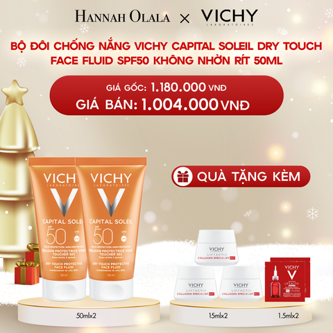  A984_DEAL 11 BỘ ĐÔI CHỐNG NẮNG VICHY CAPITAL SOLEIL DRY TOUCH FACE FLUID SPF50 KHÔNG NHỜN RÍT 50ML 