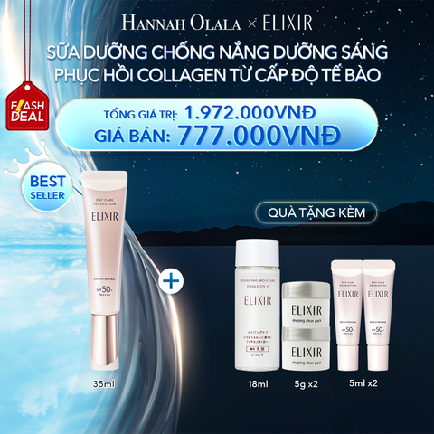  A43_[FLASH DEAL] DEAL 11: SỮA CHỐNG NẮNG DƯỠNG SÁNG PHỤC HỒI COLLAGEN TỪ CẤP ĐỘ TẾ BÀO ELIXIR DAY CARE REVOLUTION SPF50+ 35ML 