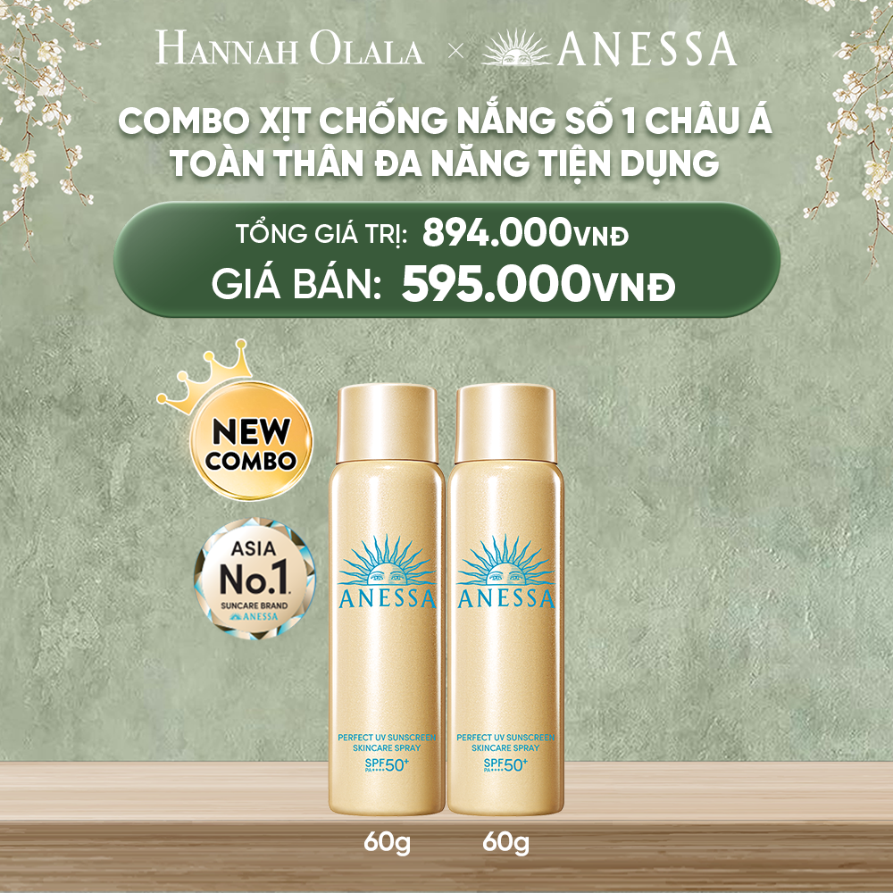  DEAL 11: COMBO XỊT CHỐNG NẮNG DƯỠNG DA ĐA NĂNG TIỆN DỤNG BẢO VỆ HOÀN HẢO ANESSA GOLD SPRAY SPF50+ PA++++ 60GX2 