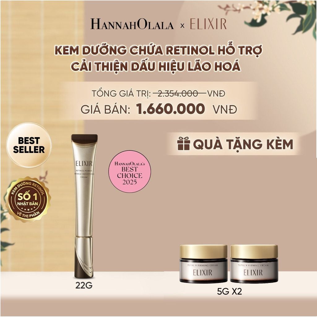  KEM DƯỠNG DA CẢI THIỆN 11 LOẠI NẾP NHĂN SÂU ELIXIR RETINOL POWER WRINKLE SMOOTHING CREAM 22G ( PHIÊN BẢN CẢI TIẾN MỚI) - DEAL 17.1 