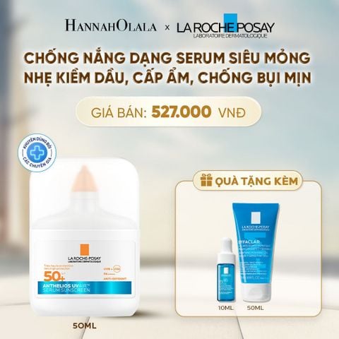  CHỐNG NẮNG DẠNG SERUM MỎNG NHẸ KIỀM DẦU 16H, CẤP ẨM 24H & CHỐNG BỤI MỊN LA ROCHE-POSAY ANTHELIOS UVAIR SPF50+ 50ML - A386 