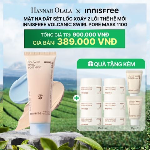  DEAL 11: MẶT NẠ ĐẤT SÉT LỐC XOÁY 2 LÕI THẾ HỆ MỚI INNISFREE VOLCANIC SWIRL PORE MASK 110G 