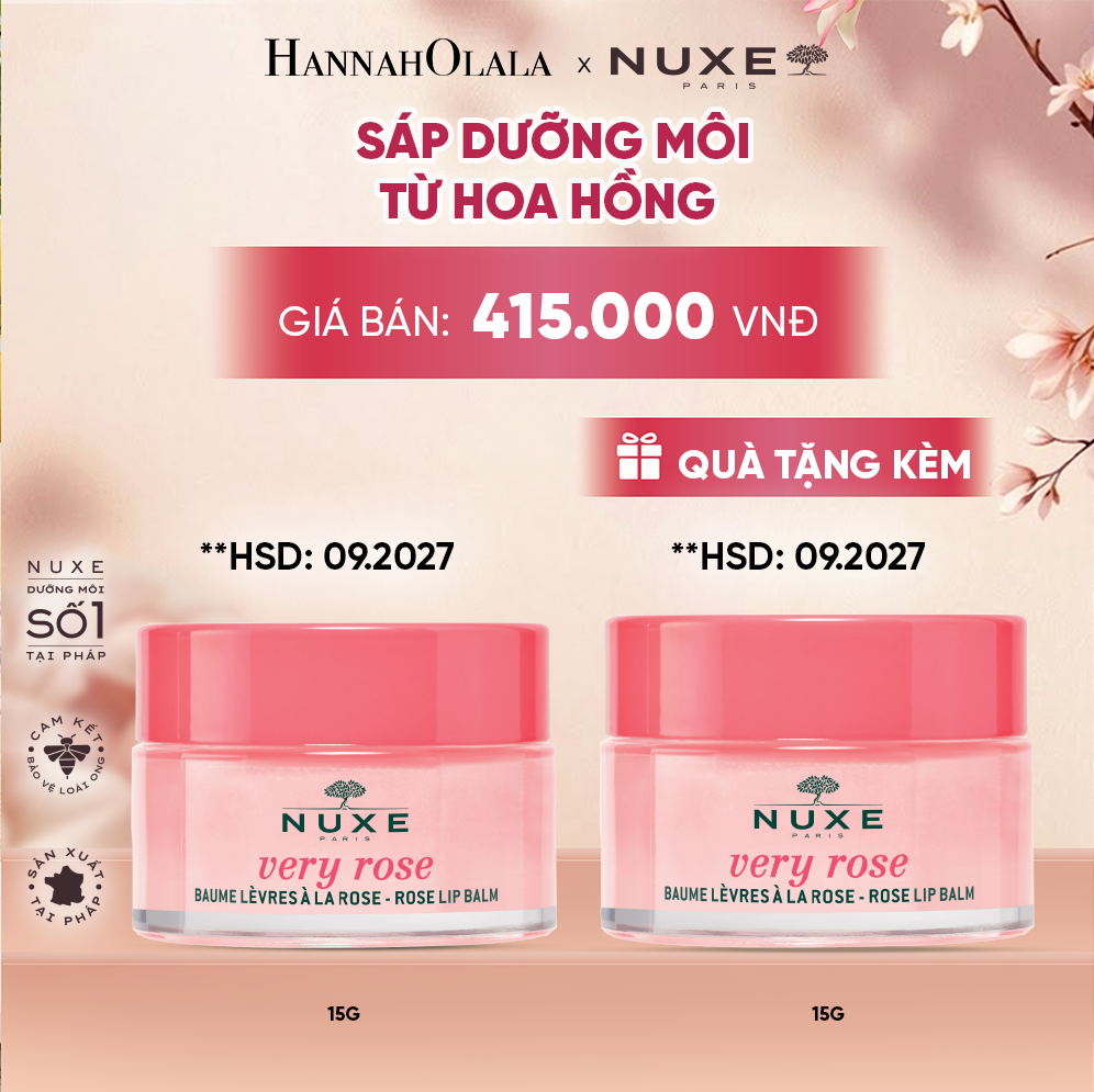  [HSD 09/2027] SÁP DƯỠNG MÔI HOA HỒNG NUXE LIP BALM 15G - A1125 