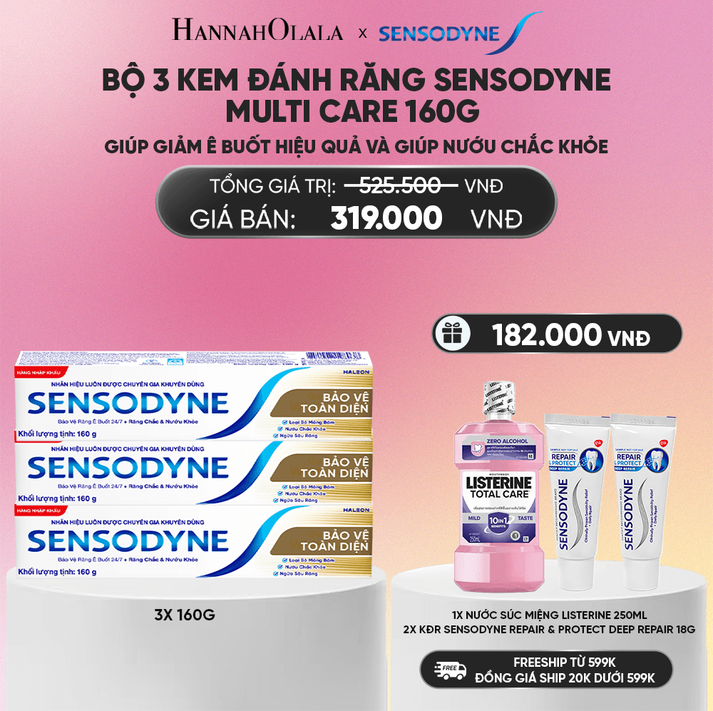  BỘ 3 KEM ĐÁNH RĂNG SENSODYNE MULTI CARE 160G GIÚP GIẢM Ê BUỐT HIỆU QUẢ VÀ GIÚP NƯỚU CHẮC KHỎE_A575 