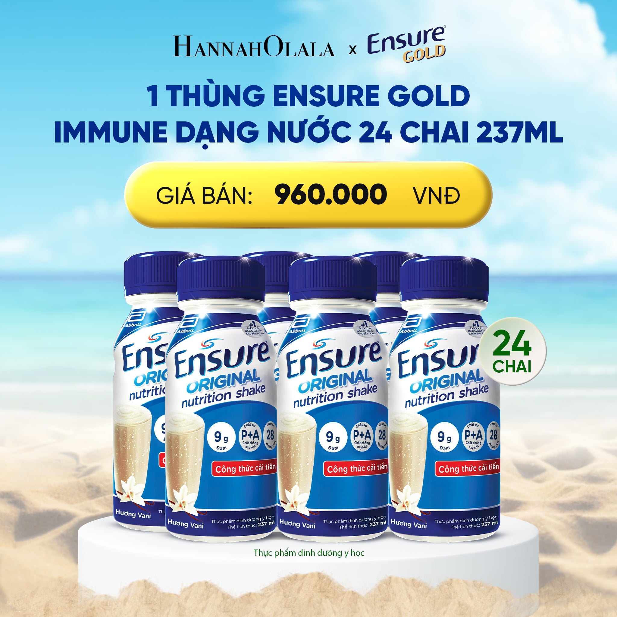 A1220_deal 11: 1 thùng ensure gold immune dạng nước 24 chai 237ml