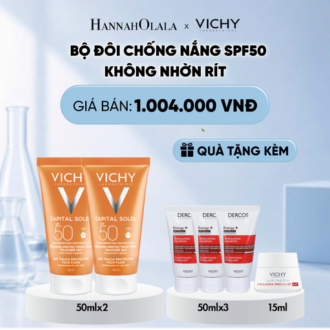  BỘ ĐÔI CHỐNG NẮNG VICHY CAPITAL SOLEIL DRY TOUCH FACE FLUID SPF50 KHÔNG NHỜN RÍT 50ML DEAL 11 