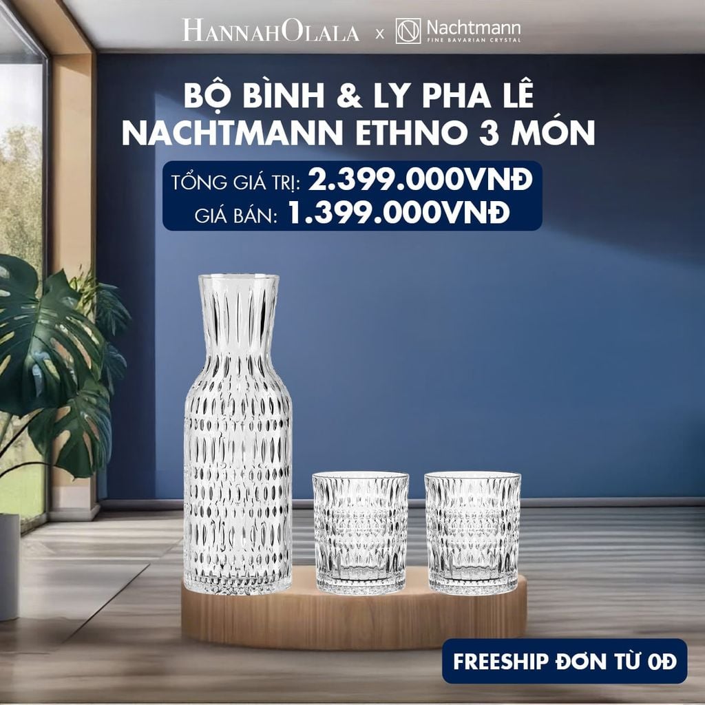  BỘ BÌNH & LY PHA LÊ NACHTMANN ETHNO 3 MÓN 