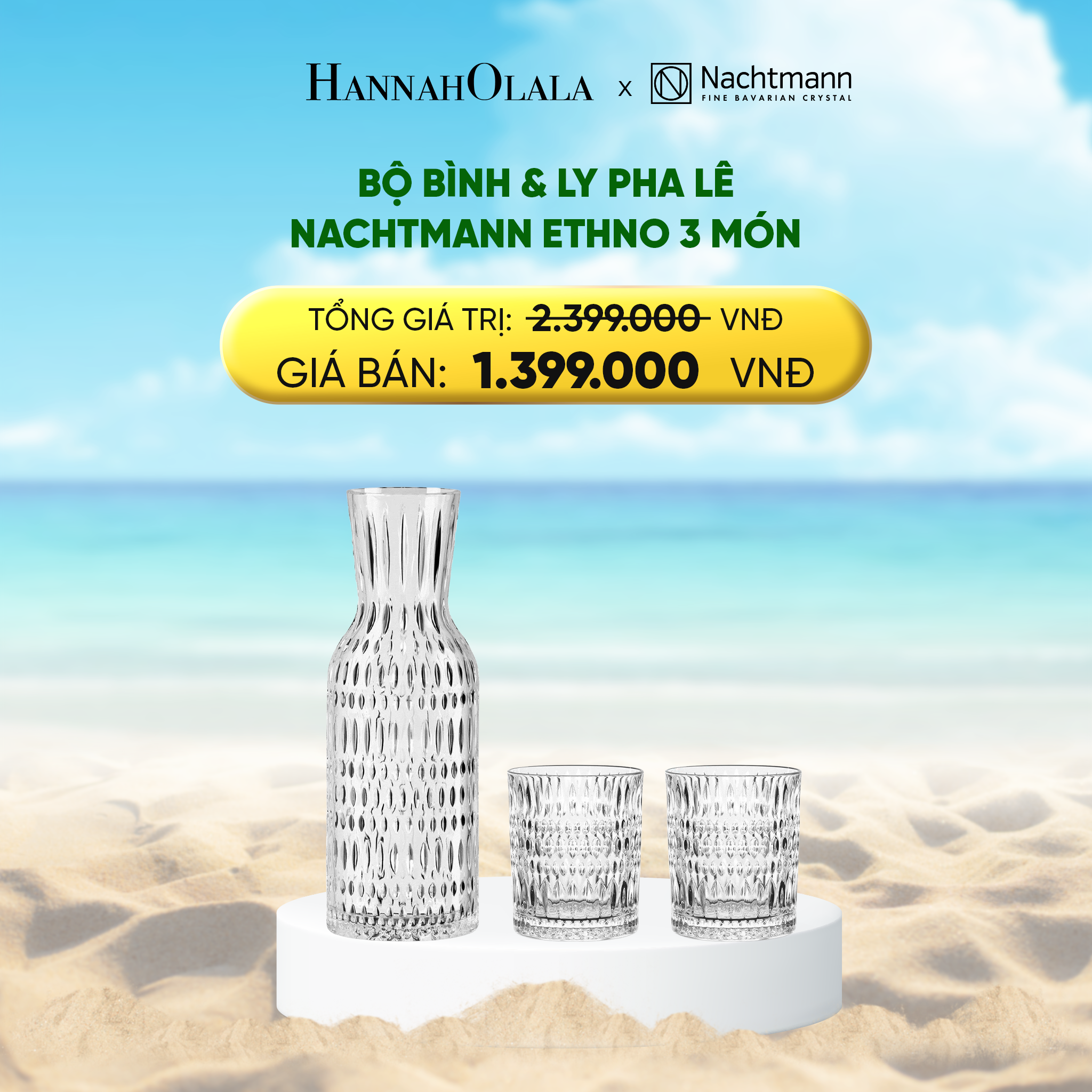 A770_deal 11: bộ bình & ly pha lê nachtmann ethno 3 món